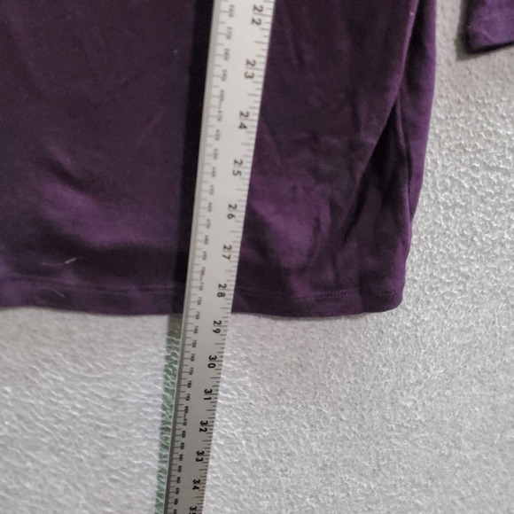 Croft & Barrow Women Top 2XL Purple Floral T-Shirt Boat Neck 3/4 Sleeve Sequin - Picture 2 of 6